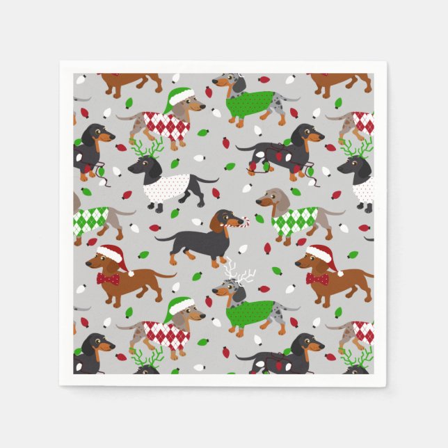 Servilleta De Papel Navidades Dachshund All Coats Napkins (Anverso)