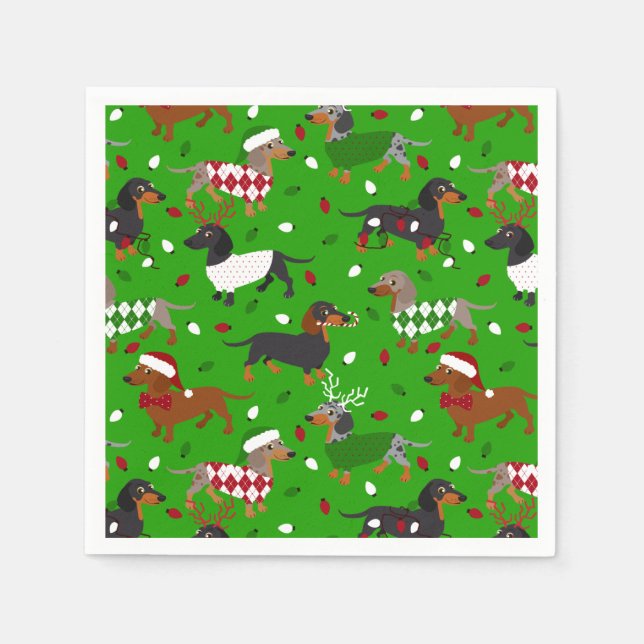 Servilleta De Papel Navidades Dachshund All Coats Napkins (Anverso)
