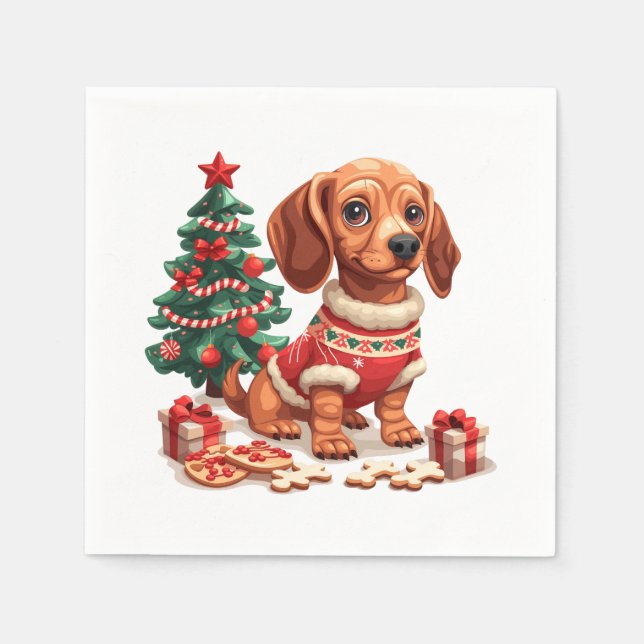 Servilleta De Papel Navidades Dachshund Dog Holiday Cookies (Anverso)