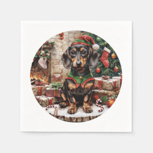 Servilleta De Papel Navidades Dachshund Perros Elf