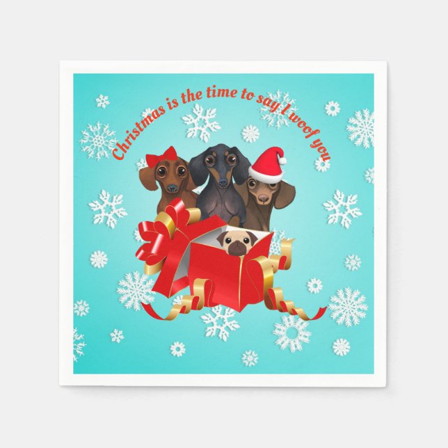 Servilleta De Papel Navidades Dachshund Snow Flake Papeles (Anverso)