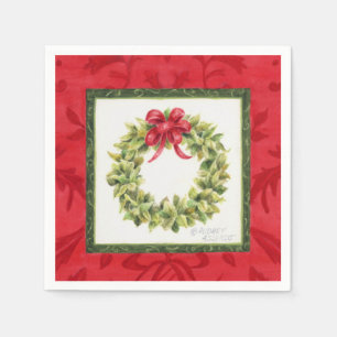 Servilleta De Papel Navidades Damask Wreath Napkins