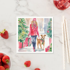 Servilleta De Papel Navidades de acuarela Chica de compras de moda