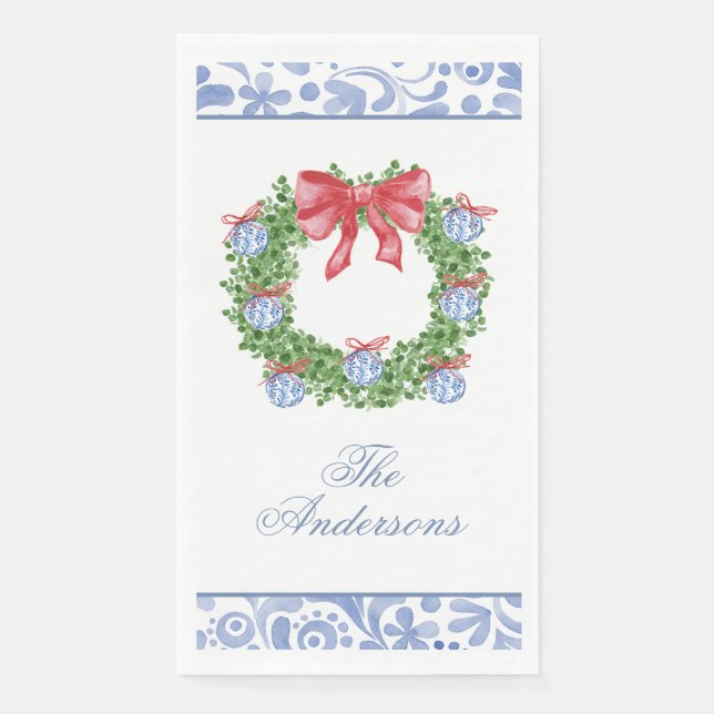 Servilleta De Papel Navidades de acuarela Chinoiserie Ornament Wreath (Anverso)