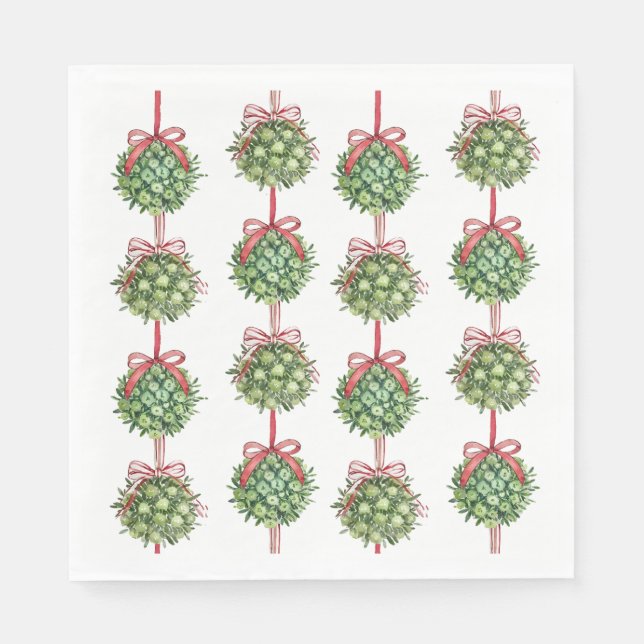 Servilleta De Papel Navidades de acuarela Coquette Mistletoe (Anverso)