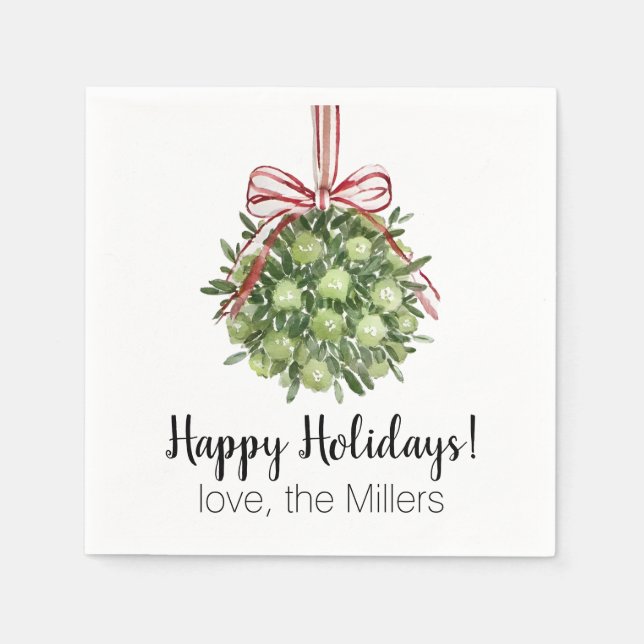 Servilleta De Papel Navidades de acuarela Coquette Mistletoe (Anverso)