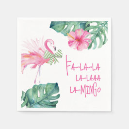 Servilleta De Papel Navidades de acuarela rosada del flamenco tropical