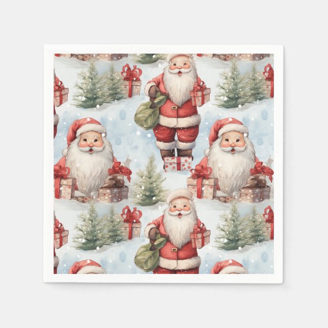 Servilleta De Papel Navidades de acuarela Santa Claus 3 - Papel (Anverso)