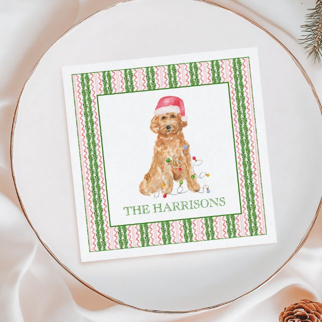 Servilleta De Papel Navidades de acuarela Santa Dog Personalizado (Subido por el creador)