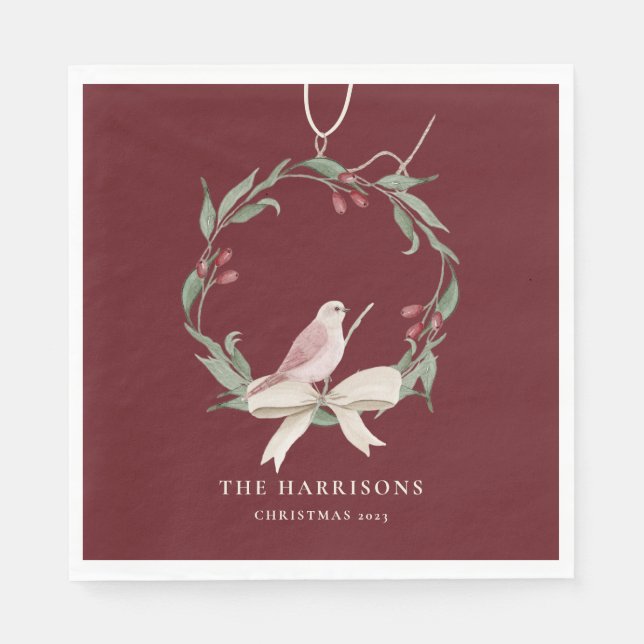 Servilleta De Papel Navidades de acuarela Wreath Personalizado (Anverso)
