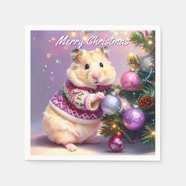 Servilleta De Papel Navidades de árbol decorativo de hámster (Anverso)