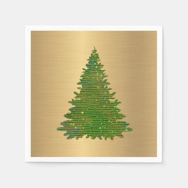 Servilleta De Papel Navidades de árbol Purpurina Green Gold (Anverso)