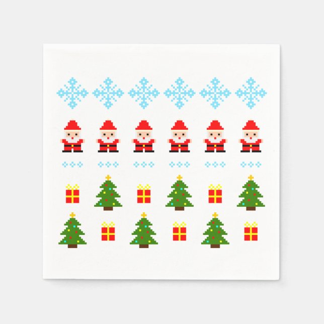 Servilleta De Papel Navidades de arte de Pixel (Anverso)
