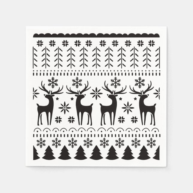 Servilleta De Papel Navidades de arte popular moderno reno (Anverso)