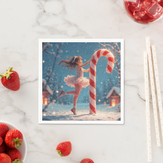 Servilleta De Papel Navidades de Ballerina Anime Chica y Candy Cane