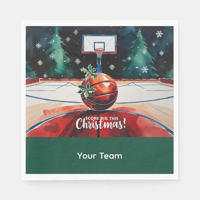 Servilleta De Papel Navidades de baloncesto con tema de Nombre (Anverso)