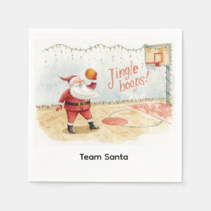 Servilleta De Papel Navidades de baloncesto con tema de Santa Claus