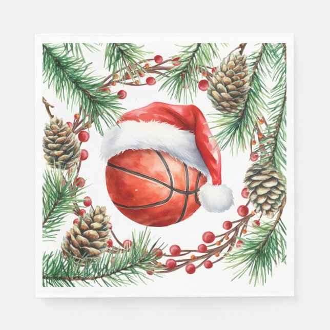 Servilleta De Papel Navidades de baloncesto con temática de jugador (Anverso)