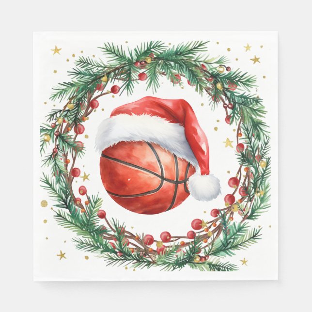 Servilleta De Papel Navidades de baloncesto con temática de jugador (Anverso)