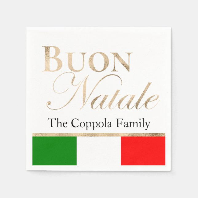 Servilleta De Papel Navidades de Bandera Italiana del Oro Buon Natale (Anverso)