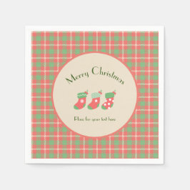 Servilleta De Papel Navidades de base roja de Plaid