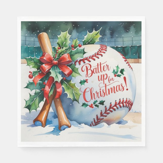 Servilleta De Papel Navidades de béisbol: "¡Prepárense por los Navidad (Anverso)