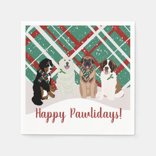 Servilleta De Papel Navidades de Berna Leonberger Pyrenees St Bernard (Anverso)