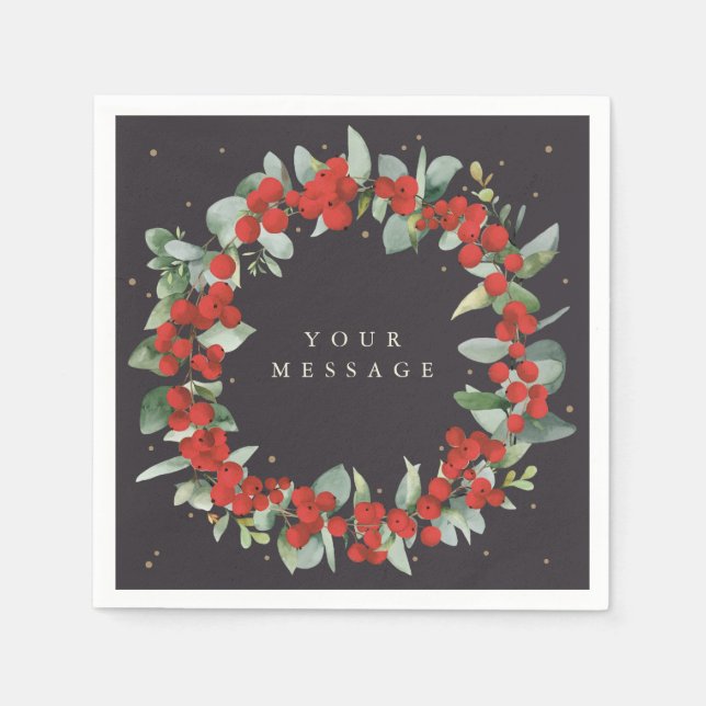 Servilleta De Papel Navidades de Berry Rojos celebran fiesta navideña (Anverso)