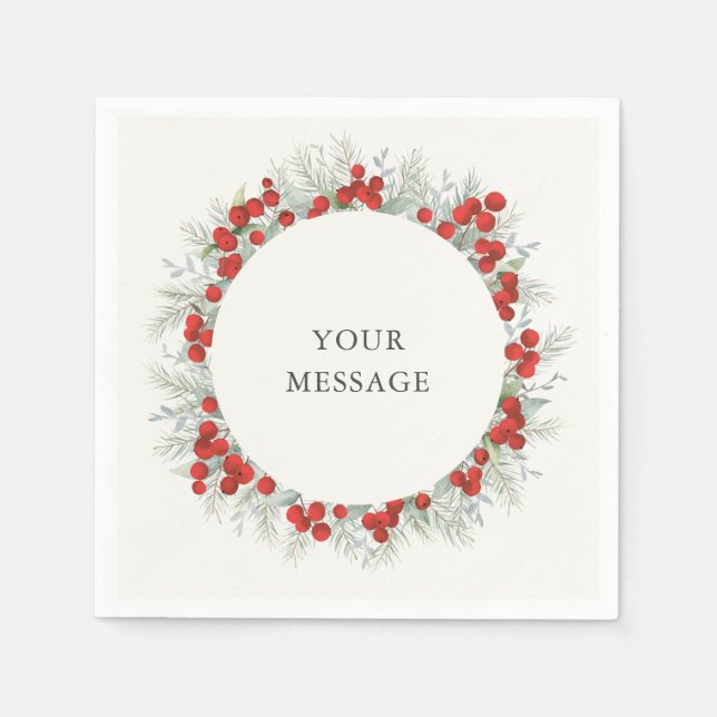 Servilleta De Papel Navidades de Berry Rojos celebran fiesta navideña (Anverso)