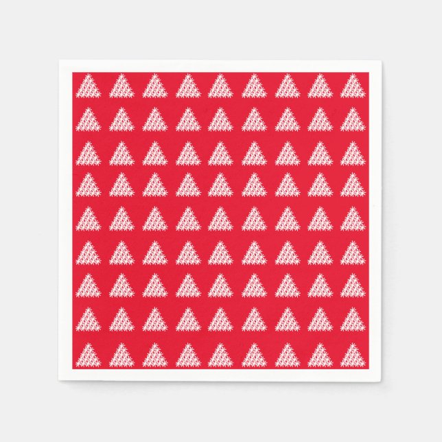 Servilleta De Papel Navidades de blanco rojo nieve Estrellas Árboles p (Anverso)