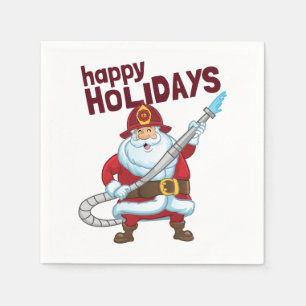 Servilleta De Papel Navidades de bomberos Santa Claus Bombero