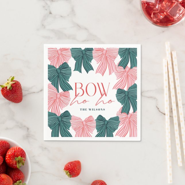 Servilleta De Papel Navidades de Bow Ho Red & Green Bows (In situ)