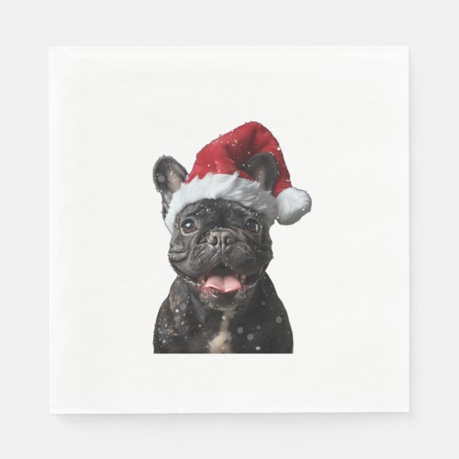 Servilleta De Papel Navidades de Bulldog de Francia (Anverso)