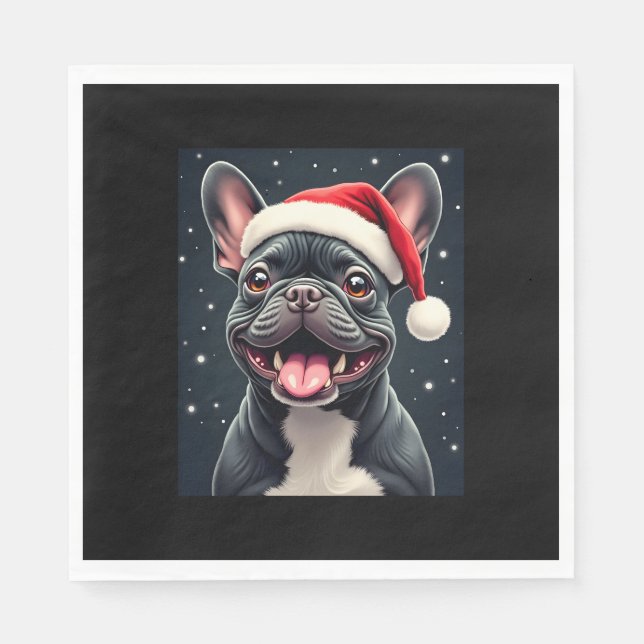 Servilleta De Papel Navidades de Bulldog franceses lanzan camiseta (Anverso)