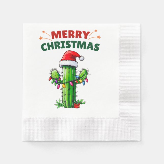 Servilleta De Papel Navidades de Cactus Gorra Xmas (Anverso)