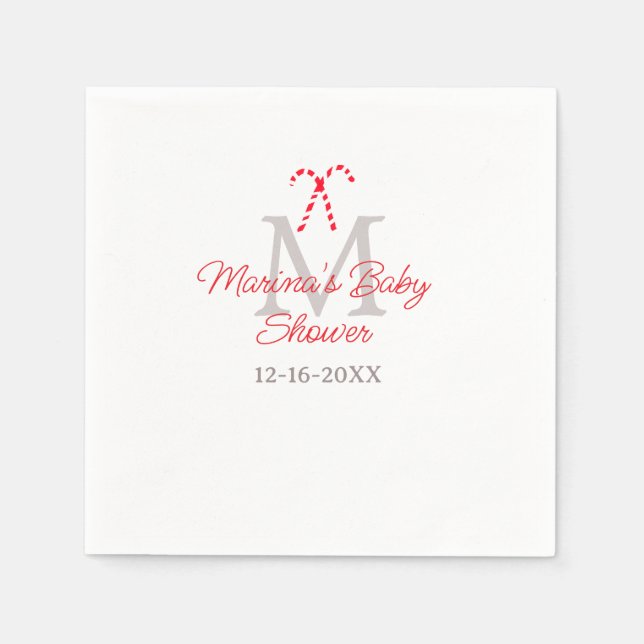 Servilleta De Papel Navidades de caña de caramelo para bebés monograma (Anverso)