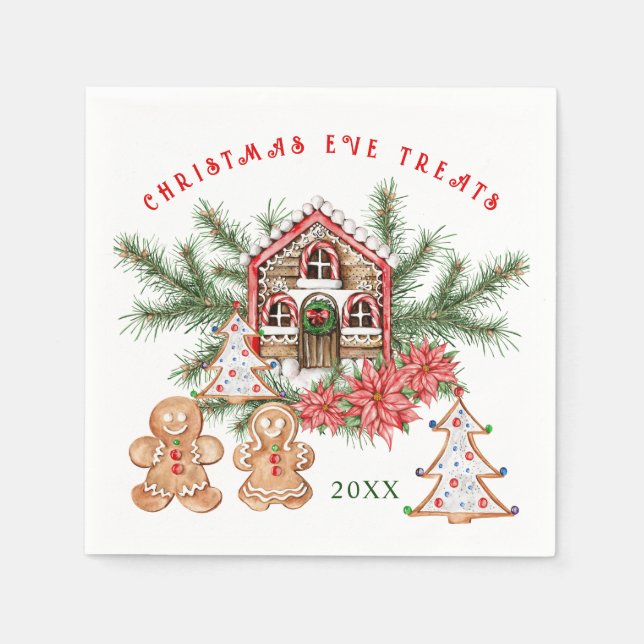 Servilleta De Papel Navidades de Candy Cane, Chica de Gingerbread (Anverso)