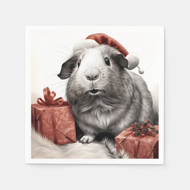 Servilleta De Papel Navidades de cerdo de Santa Guinea (Anverso)