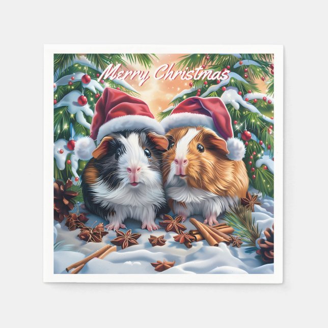 Servilleta De Papel Navidades de cerdos de Santa Guinea (Anverso)