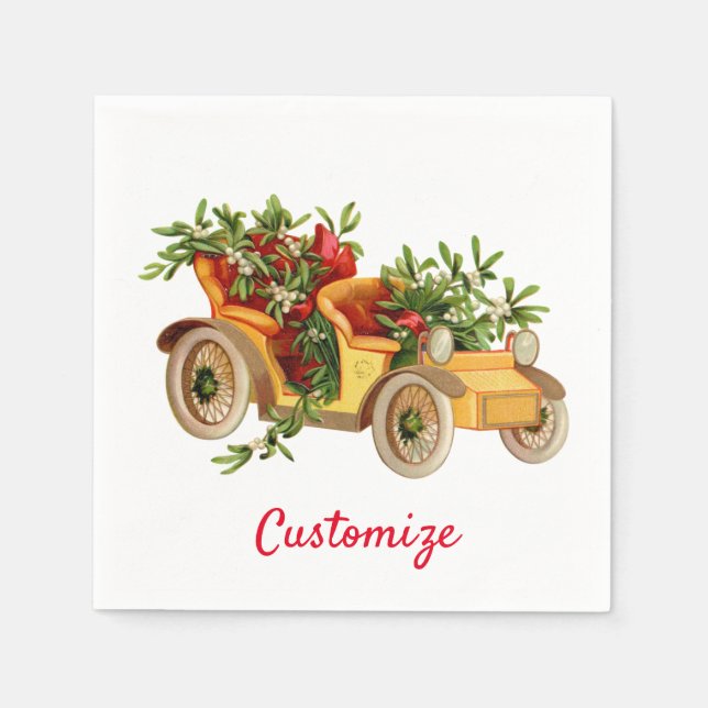 Servilleta De Papel Navidades de coches de época Mistletoe Thunder_Cov (Anverso)