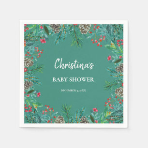Servilleta De Papel Navidades de color de agua dulce Baby Shower Green