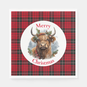 Servilleta De Papel Navidades de control rojo Highlander Cow