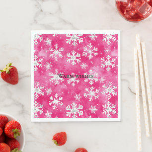 Servilleta De Papel Navidades de copas de nieve con glam rosa