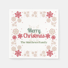 Servilleta De Papel Navidades de copos de nieve rojos verdes