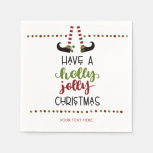 Servilleta De Papel Navidades de Cute Elf Holly Jolly Personalizados