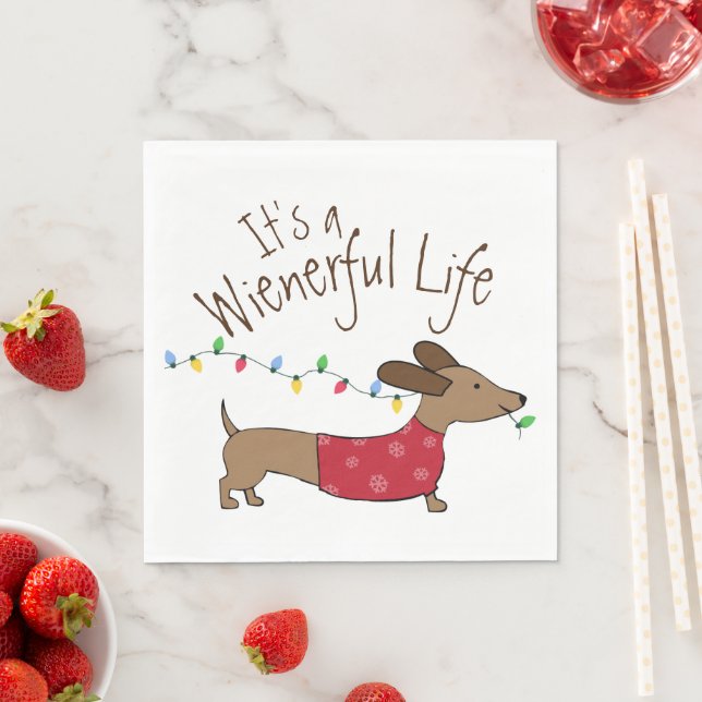 Servilleta De Papel Navidades de Dachshund Fiesta de Vida Wienerful (In situ)
