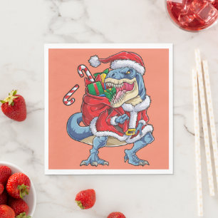 Servilleta De Papel Navidades de Dinosaurios Hombres Santa Claus T rex