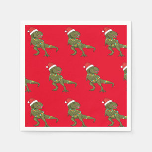 Servilleta De Papel Navidades de Dinosaurios Santa T-Rex Xmas Napkin