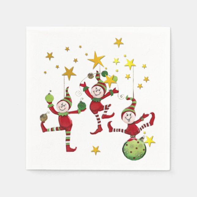 Servilleta De Papel Navidades de Elves festivos (Anverso)