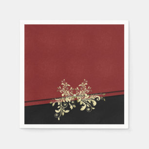 Servilleta De Papel Navidades de estilo Damask Red Gold Napkins